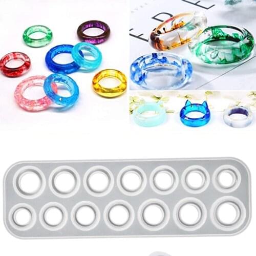 17 Cavities Rings Epoxy Resin Mold Necklace Pendant Earrings Silicone Mould DIY Crafts Jewelry Casting Tools