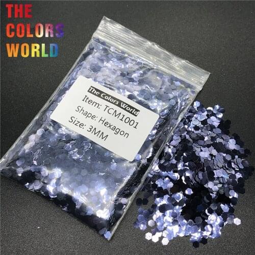 TCM1001 Blue Black Color Metallic Luster Hexagon Shape Nail Glitter Nail Art Decoration Makeup Nails Gel Henna Handwork DIY