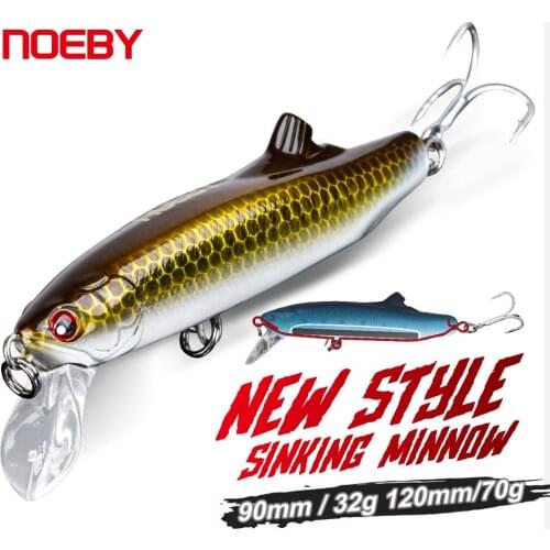 NOEBY 3D Lifelike Eyes 9cm 32g Sinking Minnow Fishing Lure Wobbler Hard Bait Fishing Tackle NBL9060