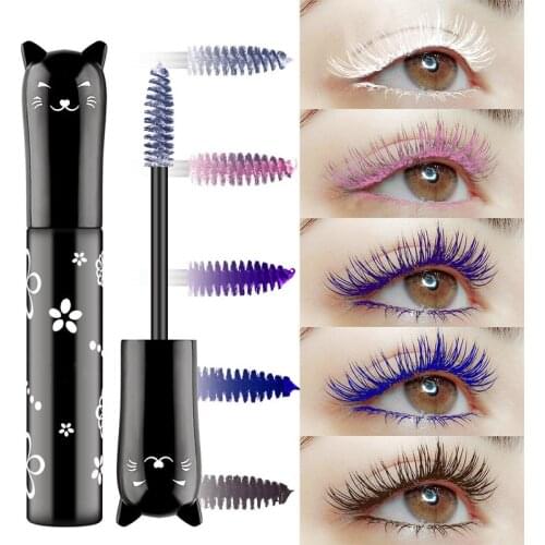 Lengthening Color Mascara Cat 4D Mascara Waterproof Lasting Curling Eyelashes Makeup White Blue Pink Purple Black Color Mascara
