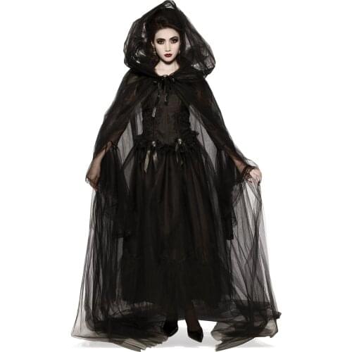 VOOCIEC Halloween Death Hell Goddess Witch Demon Vampire Uniform Dress Black Dress Dance Party halloween costumes for women
