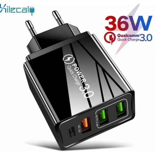 36W 4 Port Type C Quick Charge 3.0 EU UK US USB C Charger Fast Charging PD Mobile Phone Charger For iphone Samsung Xiaomi