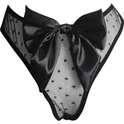 KANCOOLD Womens Lace Panties Thong Low-Waist Transparent Sexy Mesh Lace Bow Underpants Briefs Tanga Female Thong Lingerie