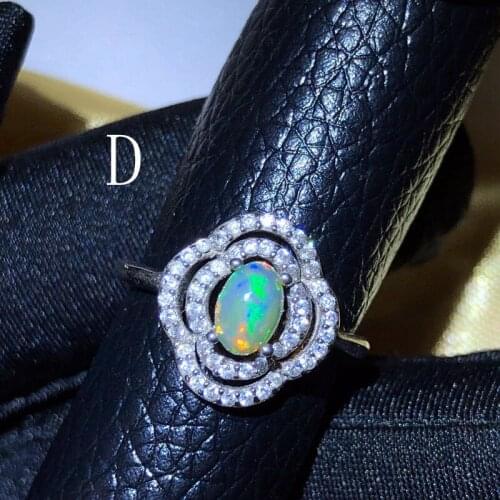 Uloveido 100% Natural Opal Ring for Women Wedding Gift 4*6mm Colorful Gemstone Fine Jewelry Real 925 Sterling Silver FM2514