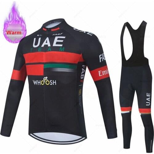 Uae Team Winter Thermal Fleece Cycling Jerseys Set Bike Clothing Maillot Ropa Ciclismo Invierno Mountain Bicycle Clothes 2021