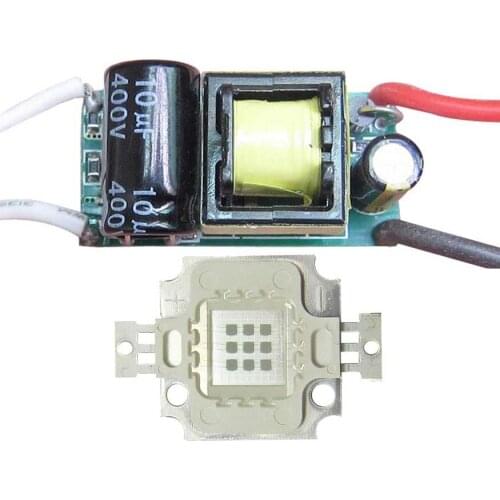 10W Square Base UV Ultraviolet 395nm SMD LED Bulb Lamp Diode Light Parts + Input AC 85~265V LED Driver