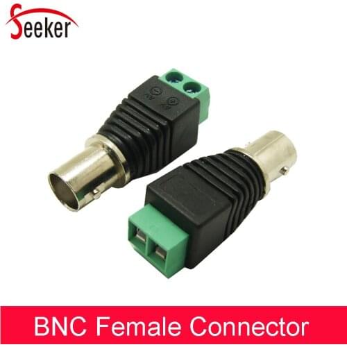 100pcs /lot CCTV Female BNC Connector Cat5 Cat6 Coax Video Balun BNC Jack Adapter Female Plug for Security System