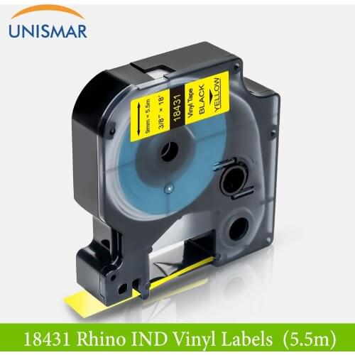18431 Black on Yellow Vinyl Label Tapes for DYMO Rhino IND Industrial Tape for Rhino 1000 3000 4200 5000 5200 6000 Label Printer