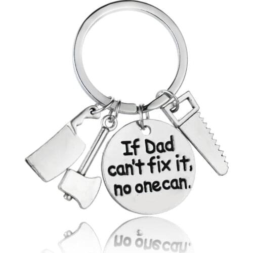 36PC If Dad Can't Fix It No One Can Hand Tools Keychain Knife Axe Saw Charm Pendant Dad Fathers Day Gifts Key Chain Jewelry Hot