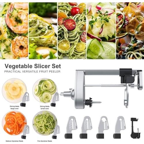 5pcs Set Vegetable Slicer Grater Electric Spiral Blade Fruit Peeler Chopper Spiralizer Attachment For KitchenAid Stand Mixer