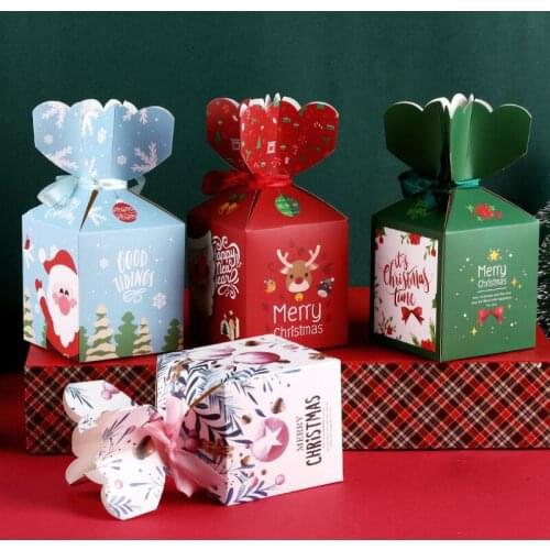 50pcs/lot New Christmas Gift Box Creative Cartoon Printing Vase Shape Paper Box 10x8.5x8.5cm