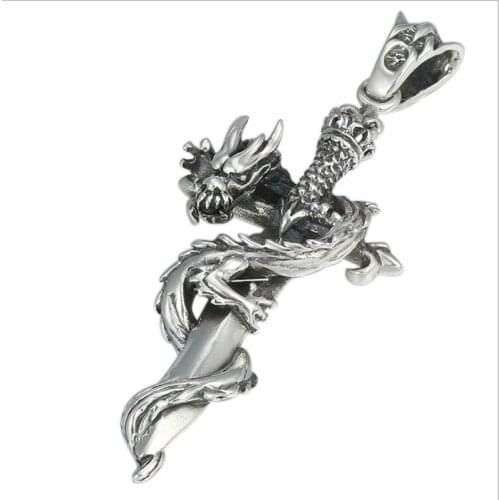 925 STERLING SILVER dragon cross mens punk hiphop Jewelry Pendant charm A2884