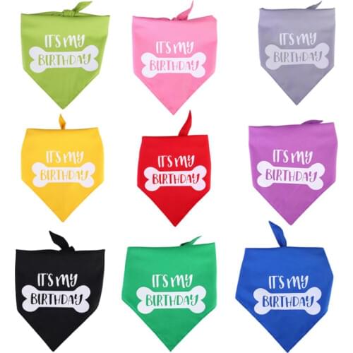Cute Pet Dog Birthday Bandana Bibs Puppy Adjustable Double Triangle Saliva Towel Bone Models Birthday Triangle Scarf Pet Supplie