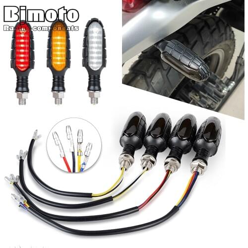 BJMOTO Motor 4PCS LED Turn Signal Flowing Water Blinker Flashing Indicator Stop Tail Signal Lamp Blinker Motorcycle DRL Lights