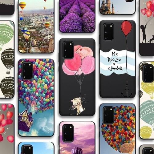 Hot Balloon Case for Samsung Galaxy S21 A51 S20 A50 A71 A70 S10 S9 S8 A21S A12 A20 A30 S10e Note 20 10 Plus Ultra Lite Black TPU