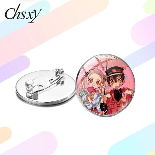 CHSXY Kawaii Hanako-kun Brooch Cartoon Figures Glass Dome Lapel Pins Japanese Anime Toilet-Bound Cosplay Badges Gift for Friends