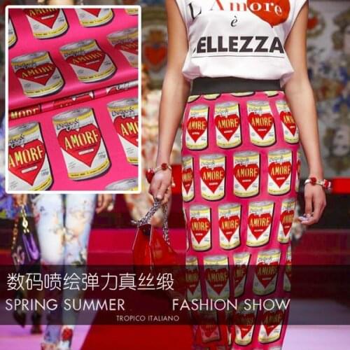 Digital inkjet stretch silk satin fabric 20mm drape shirt dress silk stretch fabric satin wholesale silk cloth