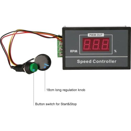 DC6-60V 12V 24V 36V 48V 0-30A PWM Motor Speed Controller Panel with Start&Stop Switch Percentage Digital Display TE1256