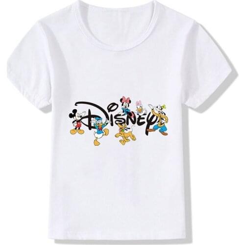 Disney Children T-Shirt Micky Mouse Donald Duck Minnie Mouse Goofy Printing Tshirt Cartoon Casual Kids Clothes Summer T Shirt