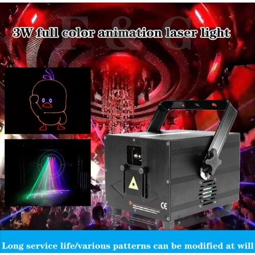 DMX512 3W Full Color Animation Laser Light Laser Pattern Effect Light Sound Controlled Stage Lights For DJ Disco Party Bar Club