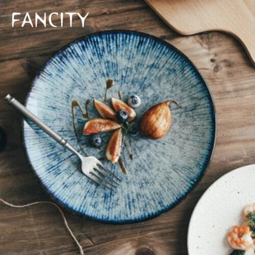 FANCITY Western food plate pasta plate steak plate fruit plate round dish plate serving Chinese and Western restaurant tableware