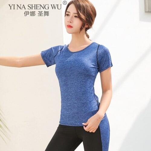 T-shirt Women Summer Short-sleeved Thin Quick-drying Yoga Clothes Slim Slimming Running Fitness Yoga Womens Top Sportswear New