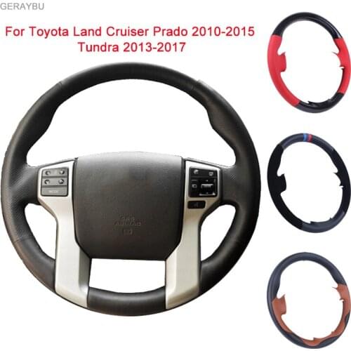 GERAYBU Custom DIY Leather Hand-sewn Car Steering Wheel Cover For Toyota Land Cruiser Prado 2010-2014 Tundra Tacoma 4Runner