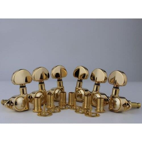 Guitar Machine Heads 3L3R Handed– 1:21 Sealed Tuners Tuning Key Pegs with Big Handle Replacement for Electric Gold