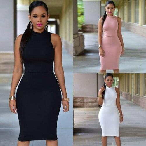 Hot Sale Summer Sexy Sleeveless Nightclub Womens Dress European And American S M L XL White Pink Black Fashion Dress