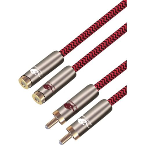 HIFI Dual RCA Male to Dual RCA Female Plug Audiophile Shielding 2 RCA Cable Car Subwoofer TV DVD Speaker Video AV/Video Cable