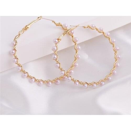 JUJIA New Korea Design Pearl Round Drop Earrings for Women Girl Chic Statement Earrings Party Wedding Jewelry