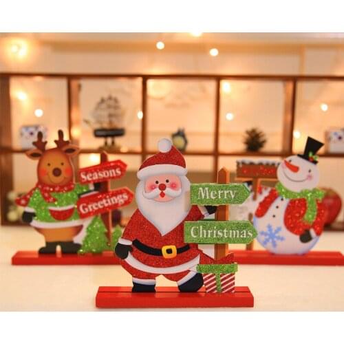 Creative Wooden English Letter Santa Claus Snowman Mini Christmas Ornament Gift Toy Home Decoration Accessories