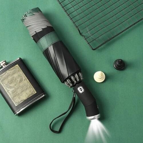 Creativity Automatic Umbrella Vinyl Led Lights Sun Protection Rainproof Dual-purpose Umbrella Reverse Fold Reflective Umbrella