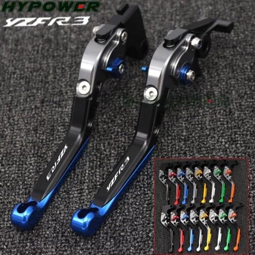 Laser Logo YZFR3 For Yamaha YZF R3 2017 2016-2018 Blue&Titanium CNC Adjustable Folding Extendable Motorcycle Brake Clutch Levers