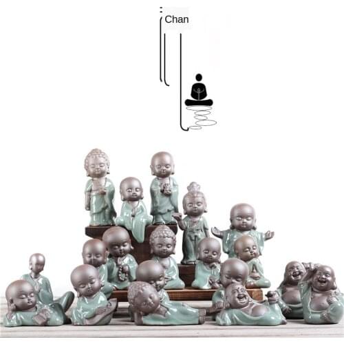 Small Monk Flower Pot Chinese-Style Ceramic Ornament Tea Ornaments Tea Set Kung Fu Tea Pet Mini Tea Set Tea Pet Tea Decoration