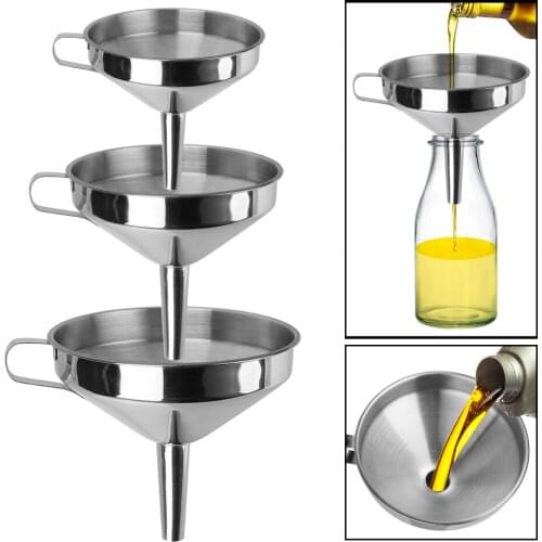 Stainless Steel Wide Mouth Funnels Metal Funnel With Detachable Filter Bar Wine Beer Oil Flask Funnel For Canning Kitchen Tools