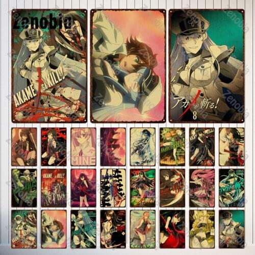 Anime Metal Sign Girls Retro Vintage Home Decor Tin Sign Plate Metal Posters Wall Stickers for Bar Club Anime Fans Room Decor