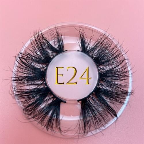 MIKIWI E24 Real Mink Eyelash 25mm 3D Makeup False Lashes 100% 3D Handmade lashes Criss-cross Wispies Fluffy Eyelashes Extension