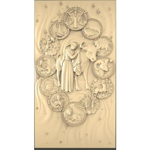 Twelve Constellations STL Model for CNC Router 3D Printer Artcam Aspire Bas Relief