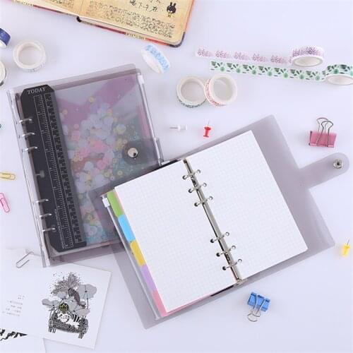 Kawaii PVC Loose-leaf Notebook Cover A5/A6 Rainbow Hand-book DIY Transparent Coil Sprial Books Cute Agenda 2021 Journal Planner