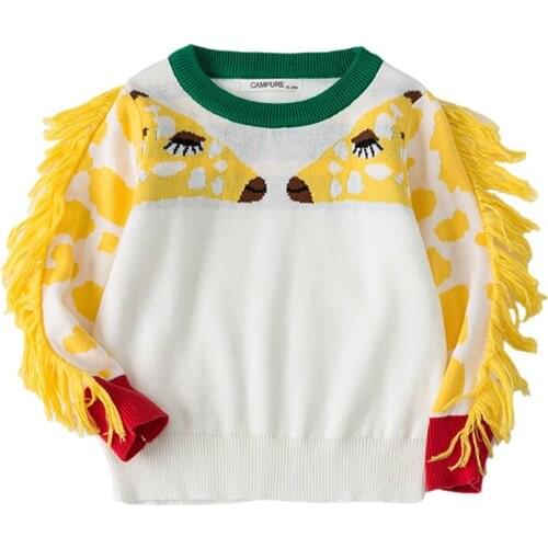 Autumn Baby Girl Sweater Childrens Boys Pullover Cartoon Giraffe Sweater Winter Toddler Kids Clothing Knitted Clothes Top