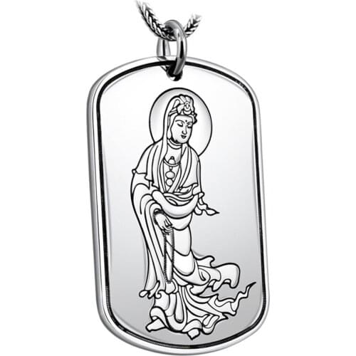 Great Compassion Mantra Tag Buddha 925 Sterling Silver Pendant Necklace For Men Women Dainty Religious Jewelry Wholesale