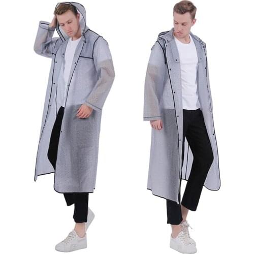 2020 fashion hot sale edging raincoat adult men and women long EVA thick raincoat impervious outdoor hiking hiking raincoat