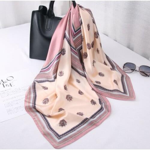 Women 90x90cm Silk Scarf Scarves Luxury Brand Square Scarf Female Printed Head Hijab Women Satin Scarf Foulard Bandana Women