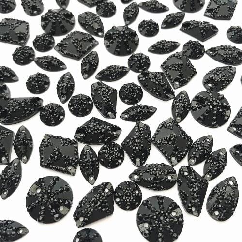 MIX Mixed Shape Black Resin Gems Stones Loose Beads Rhinestones Sewing Accessories for Costumes Dance Handicraft Wedding dress
