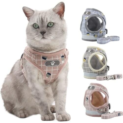 Cat Harness Reflective Breathable Mesh Vest Small Dog Cat Vest Harnesses Leash Pug Chihuahua Pet Supplies Puppy Kitten Collars