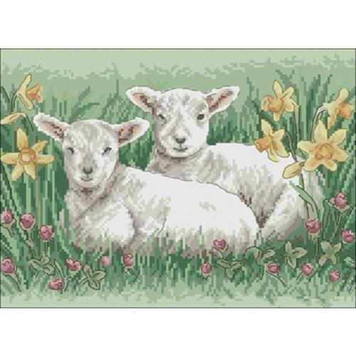 Spring lamb patterns Counted Cross Stitch 11CT 14CT 18CT DIY Chinese Cross Stitch Kits Embroidery Needlework Sets