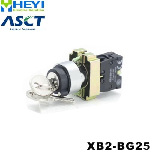 XB2-BG25 key switch 2 position with key stay put electrical switch N/O+N/C 22mm push button