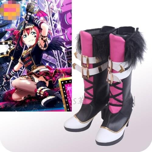 Anime Cosplay Shoe Love Live Sunshine Aqours Kurosawa Ruby Punk Rock Shoes Women Calf Length Boots A