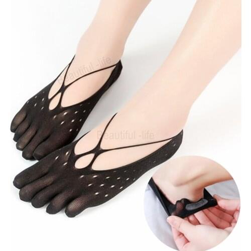 Women Summer Five-finger Anti-skid Breathable Socks Female Ultrathin Slippers Sock Funny Toe Invisible Fitness Yoga Short Socks